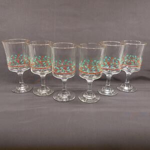 Libbey Christmas Collection Holly & Berries Vintage Arby's Wine/Water Goblet